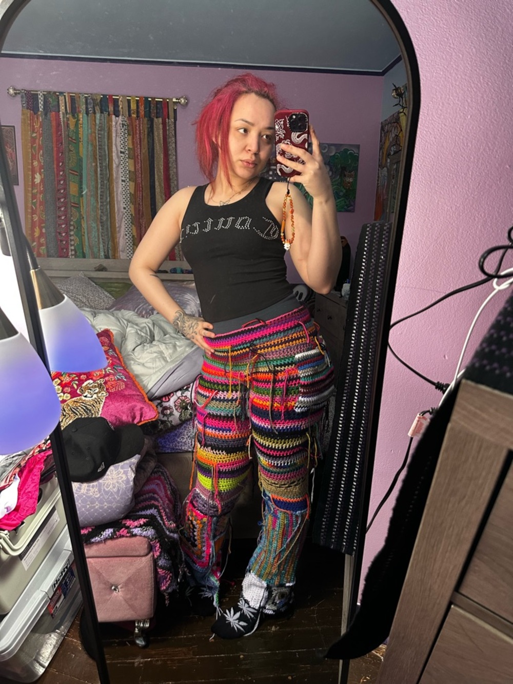 Handmade Crocheted Patchwork Pants in Multicolor - Picture 6 of 8